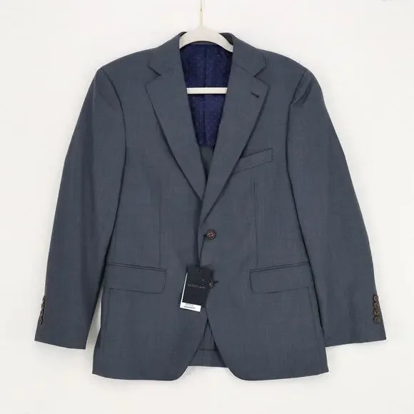 Anton Lane Men Grey Wool Blend Classic 2 Button Business Formal Blazer Size 38S